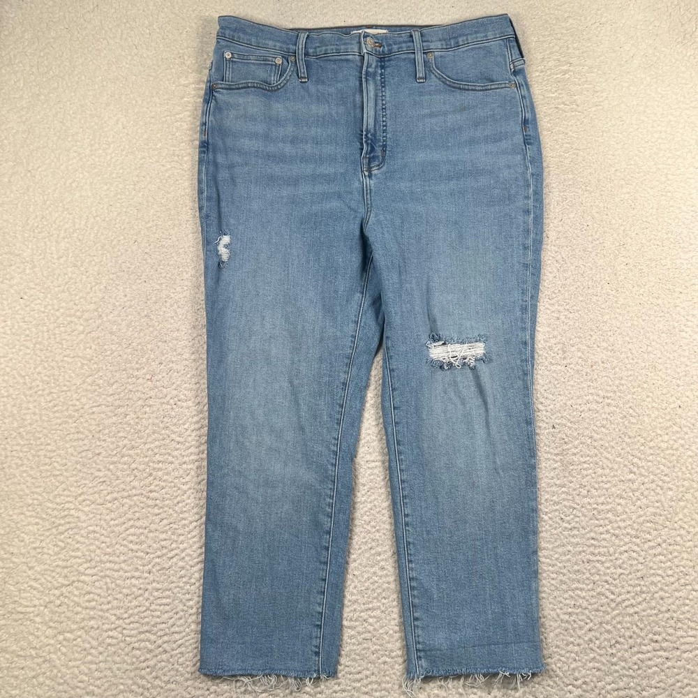 Madewell Jeans Women 33 *35 The Perfect Vintage Cropped Distressed Raw Hem Denim
